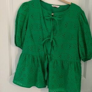Green Eyelet Blouse